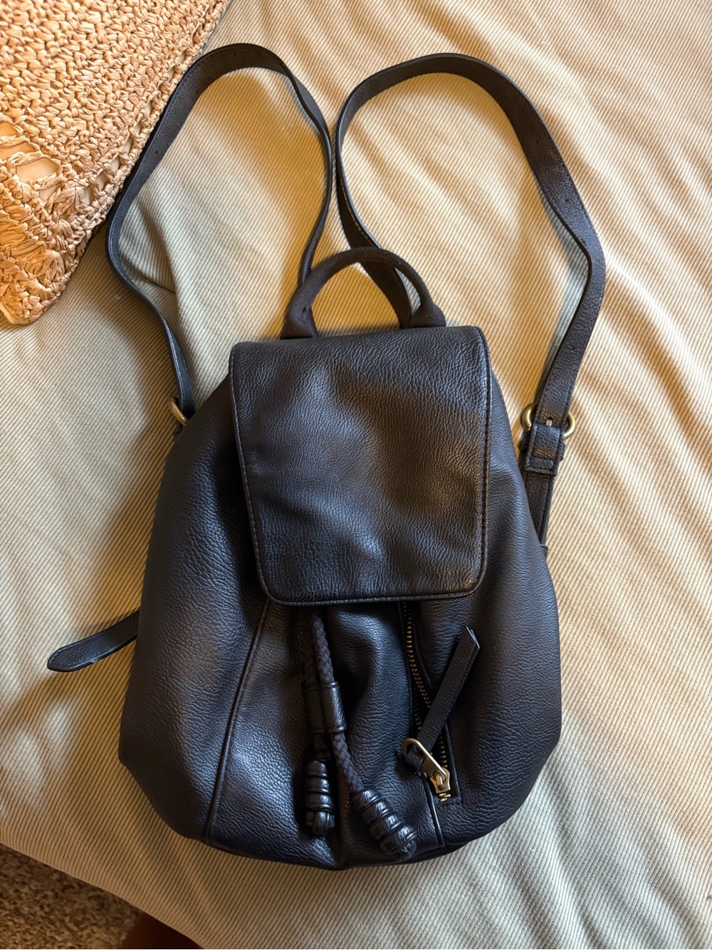 Target Black Pebbled Leather Backpack with Drawstring